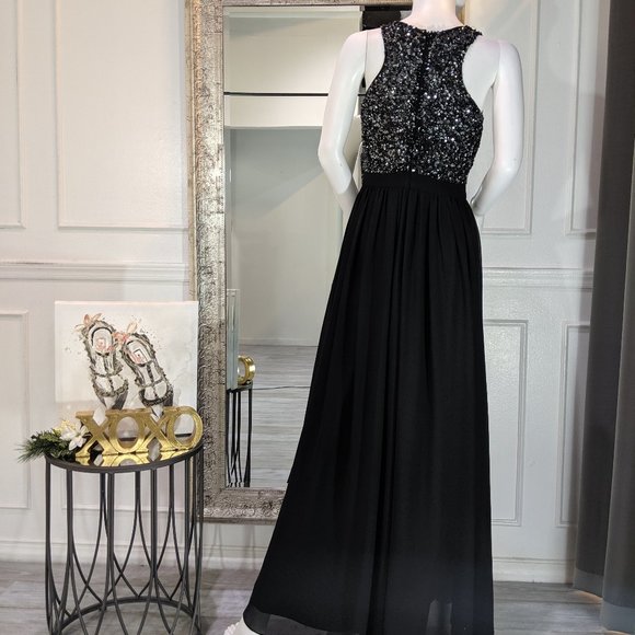 Black and Silver Formal Evening Dress Gown - Picture 2 of 2